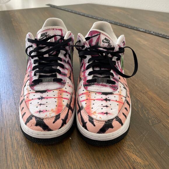 Nike Air Force 1 Low Tie Dye Men’s 9.5 Multicolor Green Pink Streetwear - Picture 11 of 14
